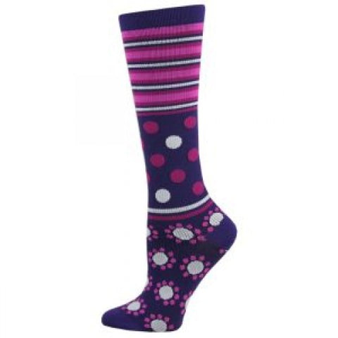 Abstract Dot Fashion Compression Sock - Purple